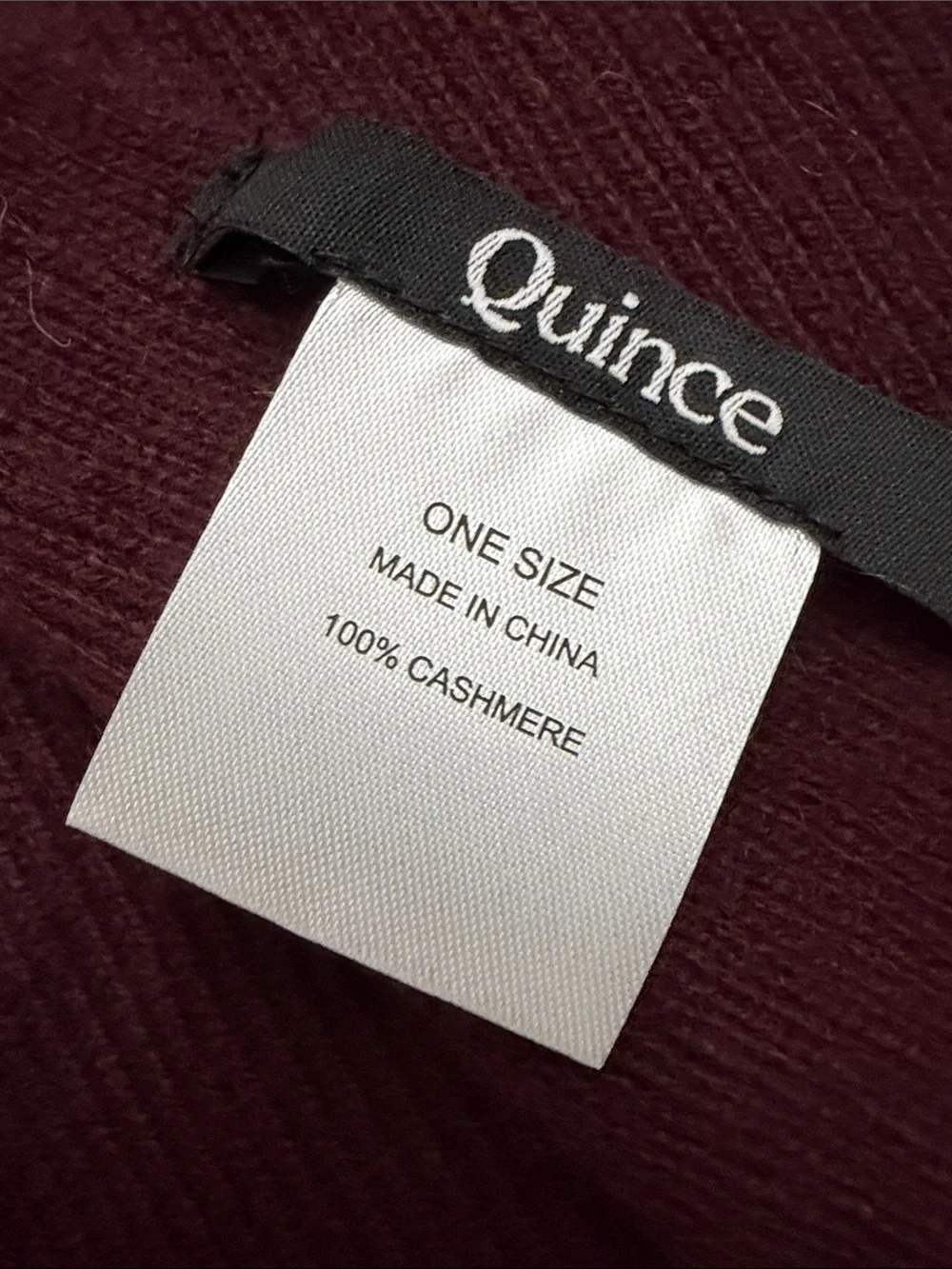 Quince 100% Mongolian Cashmere Scarf 10” x 70” | Rich Burgundy | Unisex